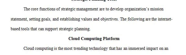 What are some of the internet-based tools available to support a strategic planning process