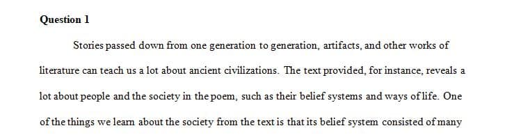 Chapter Two uses the Flood Story from the Epic of Gilgamesh 