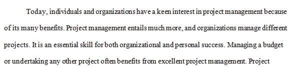 Compose a reflective essay based on your project and your experience as a project manager
