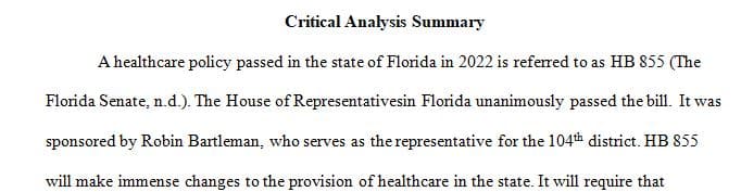 Find one health policy enacted within the last two (2) years at the state level