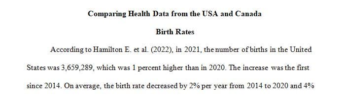 Locate and compare the health data from the United States and one other country