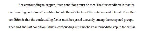 Locate and describe a potential confounder linked with a disease. 