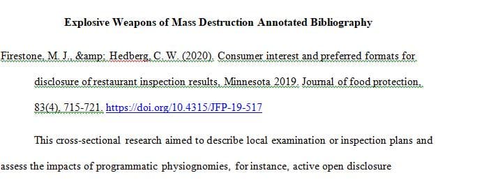 Research paper outline on a weapon of mass destruction (WMD) scenario