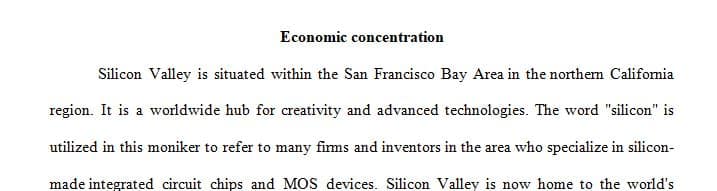 Select 1 of the economic concentrations (clusters)