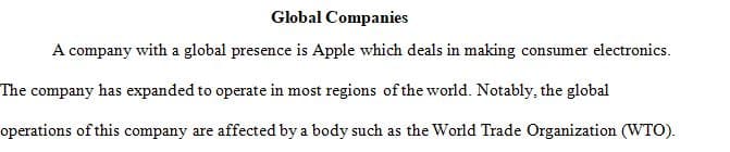 Select a familiar company with an international presence