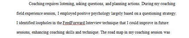 Self reflection of personal performance using coaching skills