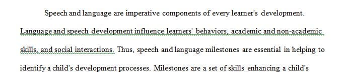 Speech and language development is integral for future learning success