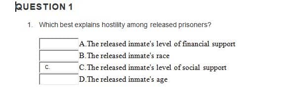 Which best explains hostility among released prisoners