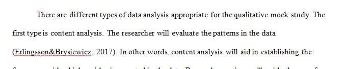 Which type(s) of data analysis might be most appropriate in your qualitative mock study