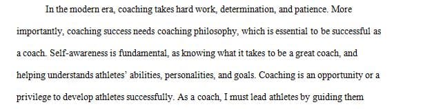 Assume that your coaches manual is being sent ahead of you to be viewed by an athletic director who is looking to interview at some point
