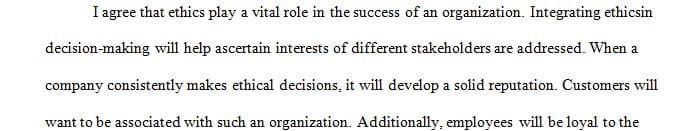 Define ethics as the actions or decision-making process used by individuals or groups within an organization to set boundaries on workplace integrity