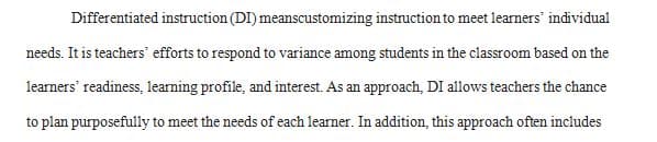 Describe differentiated instruction.