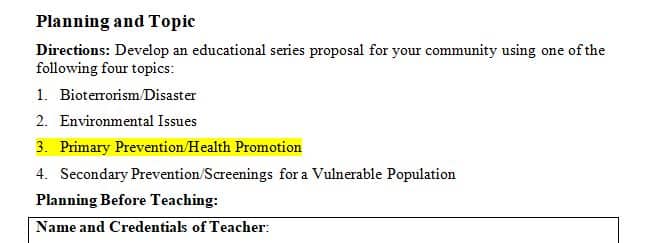 Develop your Community Teaching Plan