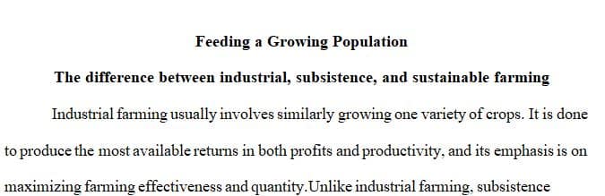 Feeding a Growing Population