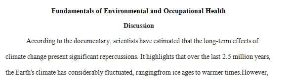 Fundamentals of Environmental and Occupational Health