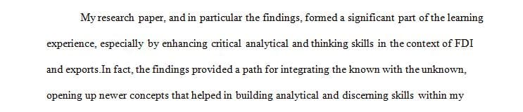 Identify 2-3 key findings from your research paper and how these concepts concepts contributed to your professional growth