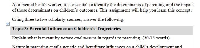 MHW-632 Parenting Influence Worksheet