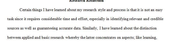 Reflect on the research and writing process learned in this course
