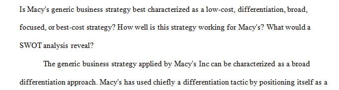 What are the strategically relevant components of the department store segment of the U.S. retail industry macro-environment