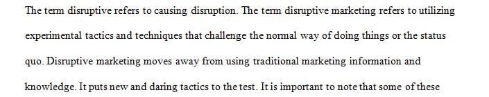 Word paper on their disruptive innovative new idea