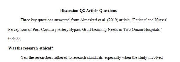identify three key questions you will ask and answer when reading the research study