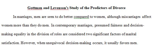 Describe how Gottman and Levenson (2000) studied the predictors of divorce