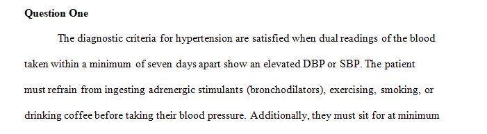 Differentiate between the diagnostic criteria of hypertension and isolated hypertension