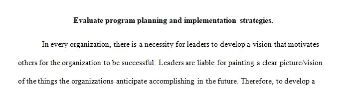 Evaluate program planning and implementation strategies