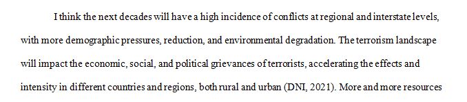 How do you see terrorism evolving if it will over the next several decades