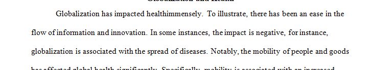 Identify how globalization has affected health globally