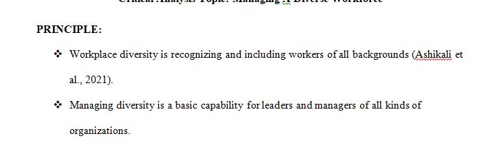 Managing a diverse workforce.