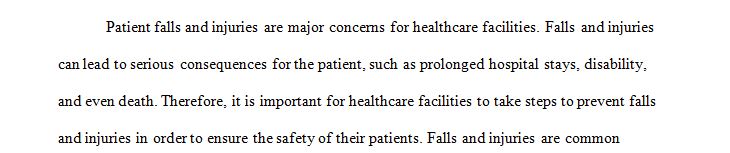  Prevention of patient falls and injuries inside the health care facility