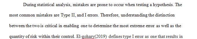 There are two types of error in testing of hypothesis