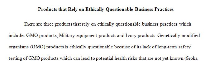 Think of other products or Brands that rely on ethically questionable business practices
