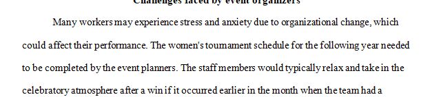 what are the challenges currently facing the event organizers