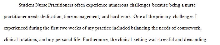 Describe your clinical experience for this week