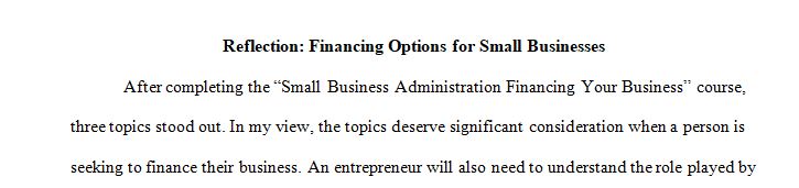 Financing Alternatives for Small Businesses and Entrepreneur