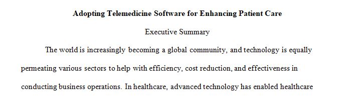 Pick a business plan topic dealing with healthcare