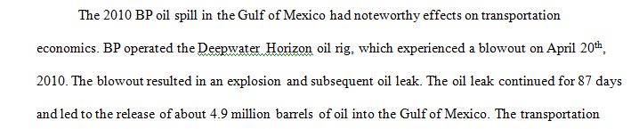 Reflect on the BP oil spill as it relates to the global supply chain