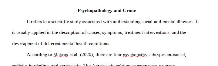 Analyze the various forms subtypes of psychopathy