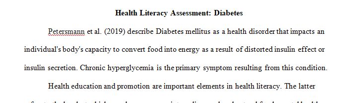 Assignment Health Literacy Assessment