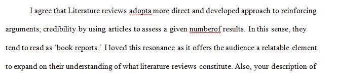 Literature reviews tend to read as a book report because it has an introduction