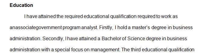 The SOQ is a narrative of your education, training, experience and competencies