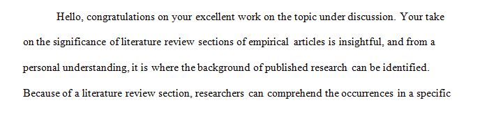 The literature review section of empirical articles provides background information