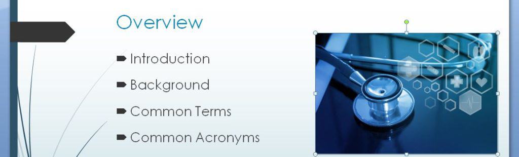 Analyze taxonomies, clinical vocabularies, terminologies and nomenclatures used in health care settings.