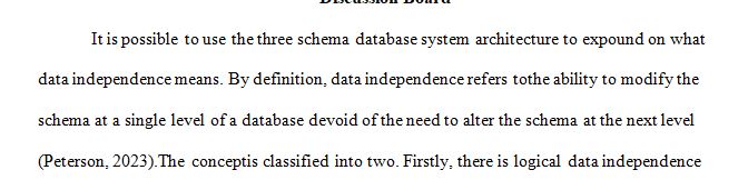 Define the data independence concept provided by the three-schema database systems architecture.