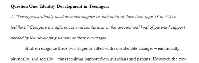 Examine the identity development in teenagers