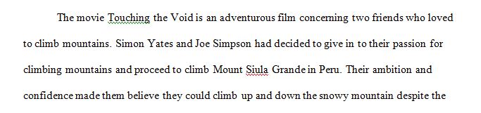 Watching the film Touching the Void
