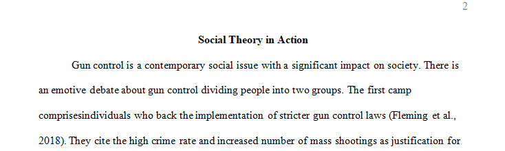 Complete a 10 page paper on the project topic relating a contemporary social issue (Gun Violence) to both classical and contemporary theory.