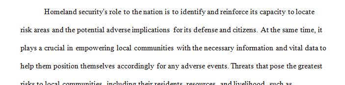 Explain the process used by local communities to determine those threats that pose the greatest risk to their respective communities